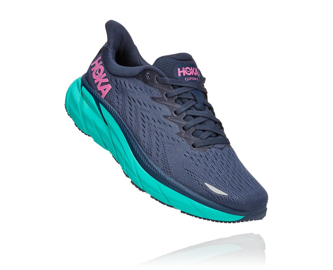 Hoka One One Clifton 8 Női Futócipő - Sötétkék/Türkiz [H5730-746]